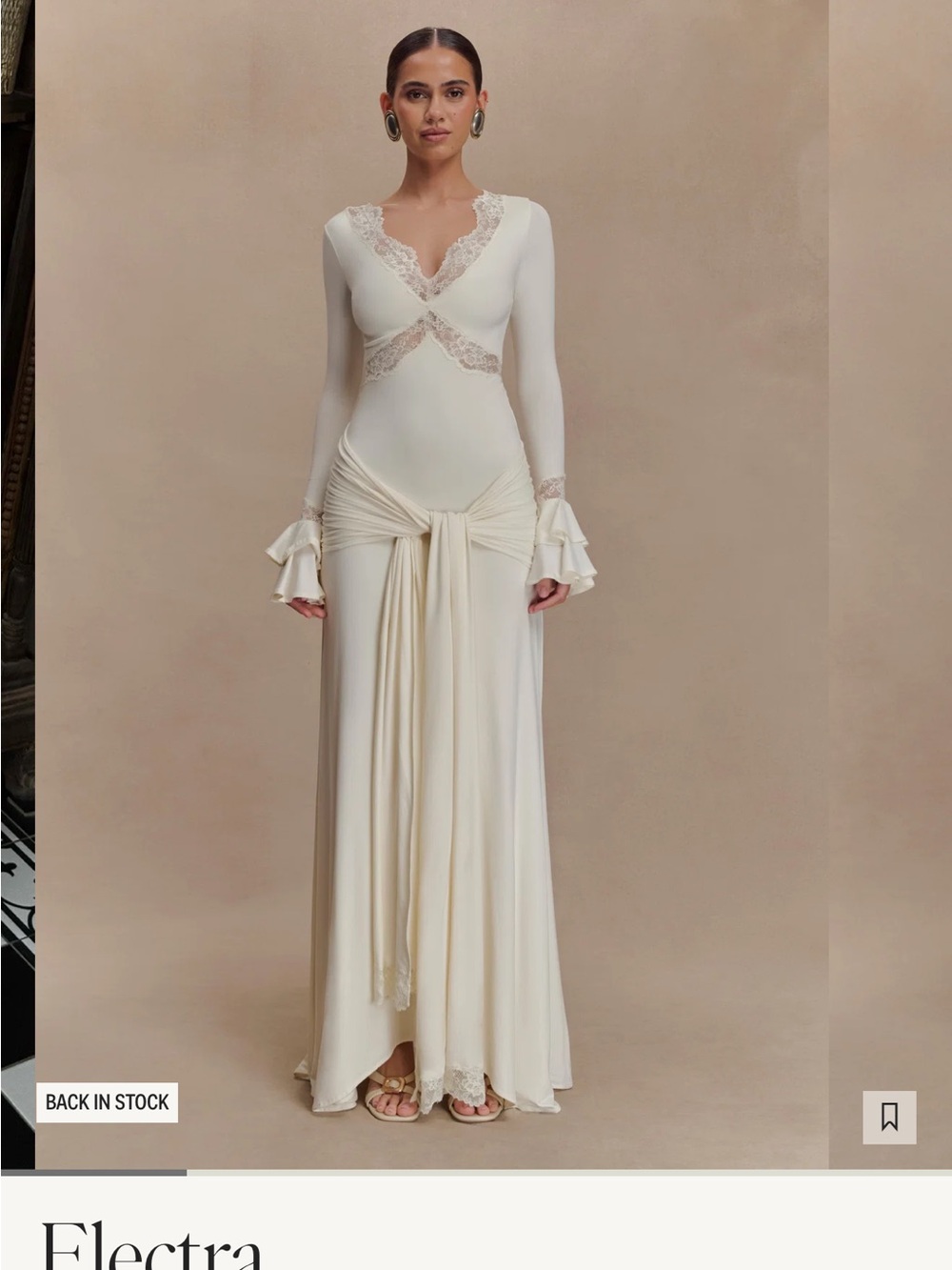Meshki Electra Lace-Trim Long Sleeve Maxi Dress